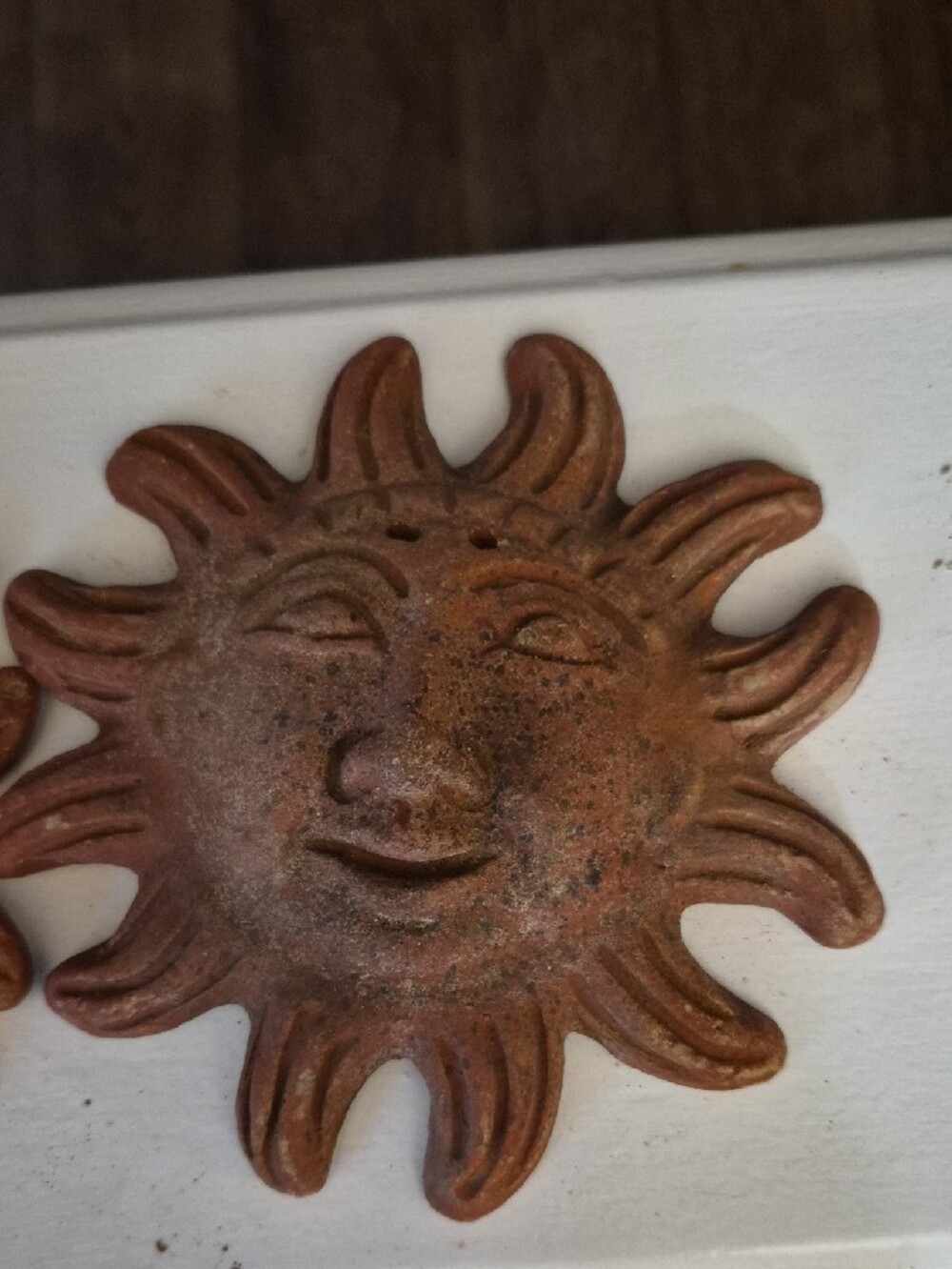 Rustic Sun Face Wall Décor Pair - Terracotta Finish 2pcs. - Picture 7 of 9